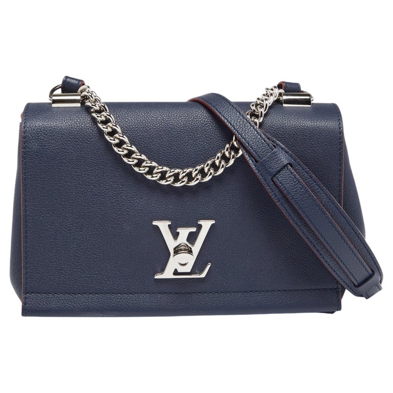 Louis Vuitton Navy Blue Leather Lockme II BB Bag at 1stDibs