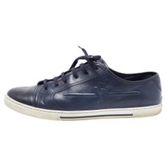 Louis Vuitton Navy Blue Leather Low Top Sneakers Size 43
