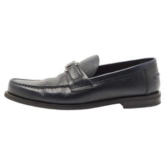 Louis Vuitton Navy Blue Leather Major Loafers Size 42.5