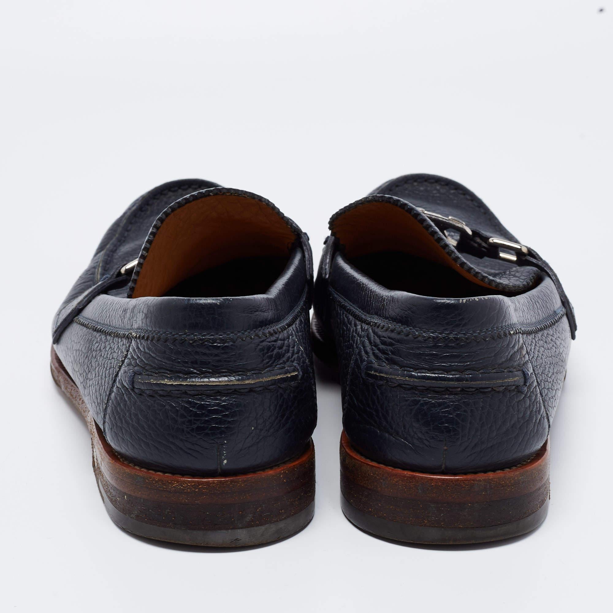 Black Louis Vuitton Navy Blue Leather Major Loafers Size 43.5 For Sale