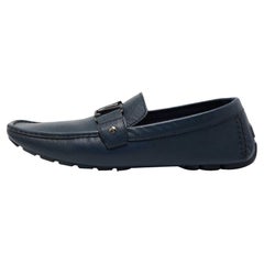 Louis Vuitton Navy Blue Leather Monte Carlo Loafers Size 43.5