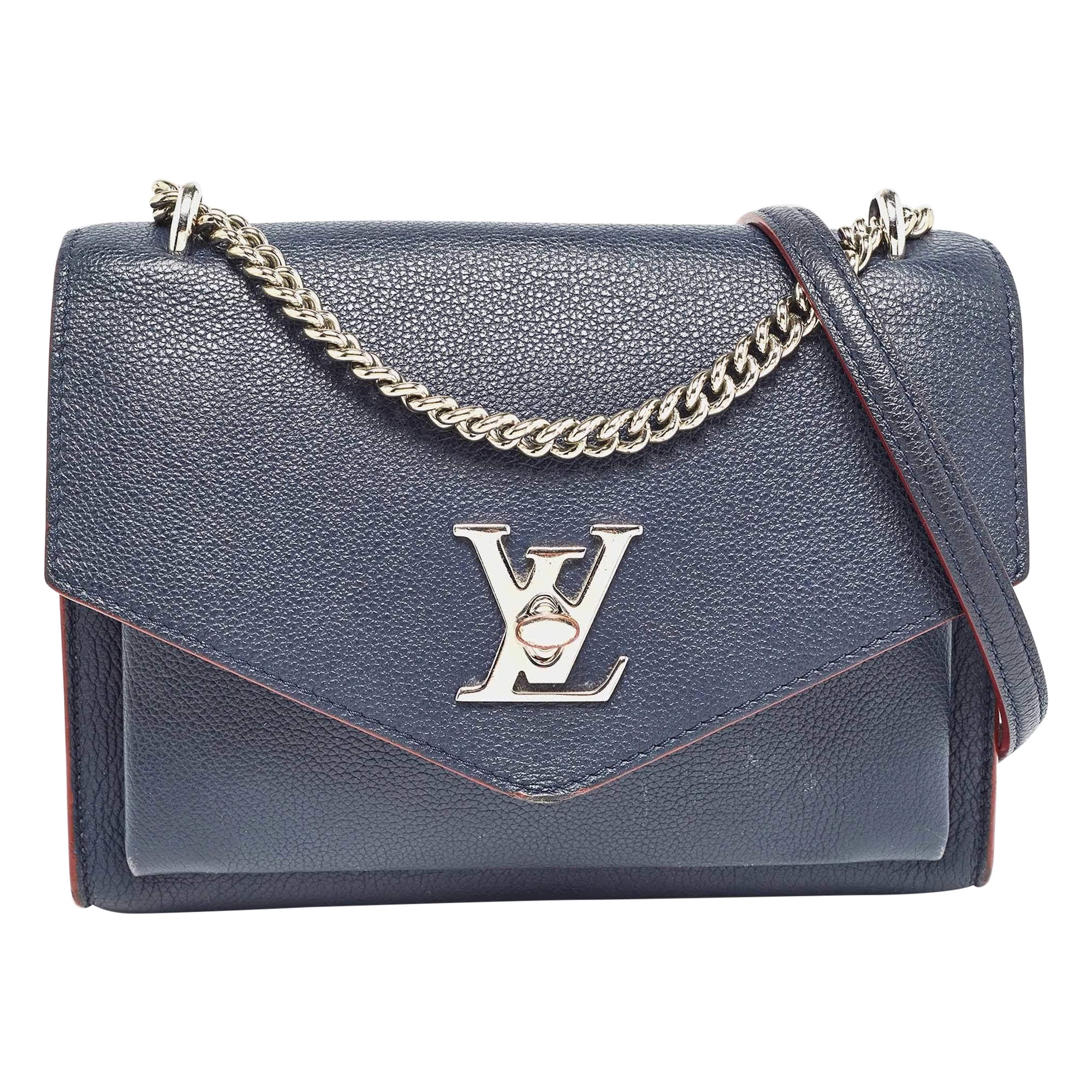 Louis Vuitton Navy Blue Leather Mylockme Chain Bag