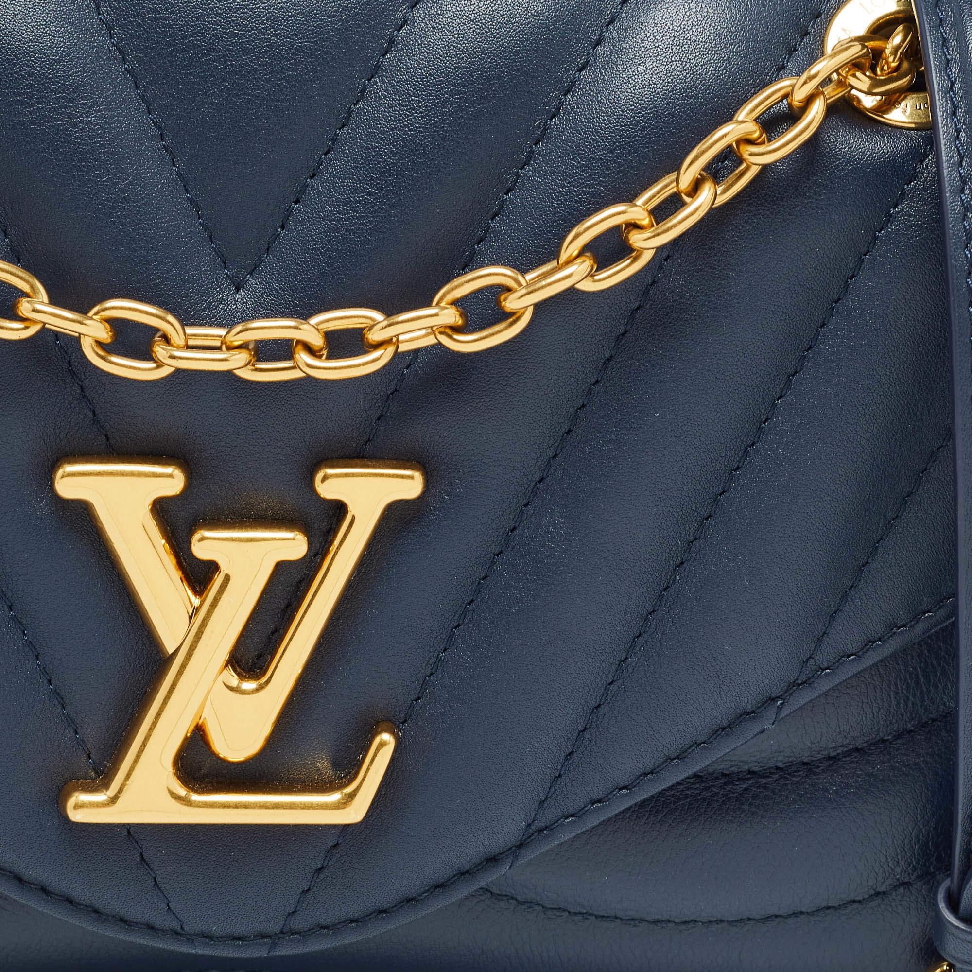 Louis Vuitton Navy Blue Leather New Wave Chain MM Bag 1
