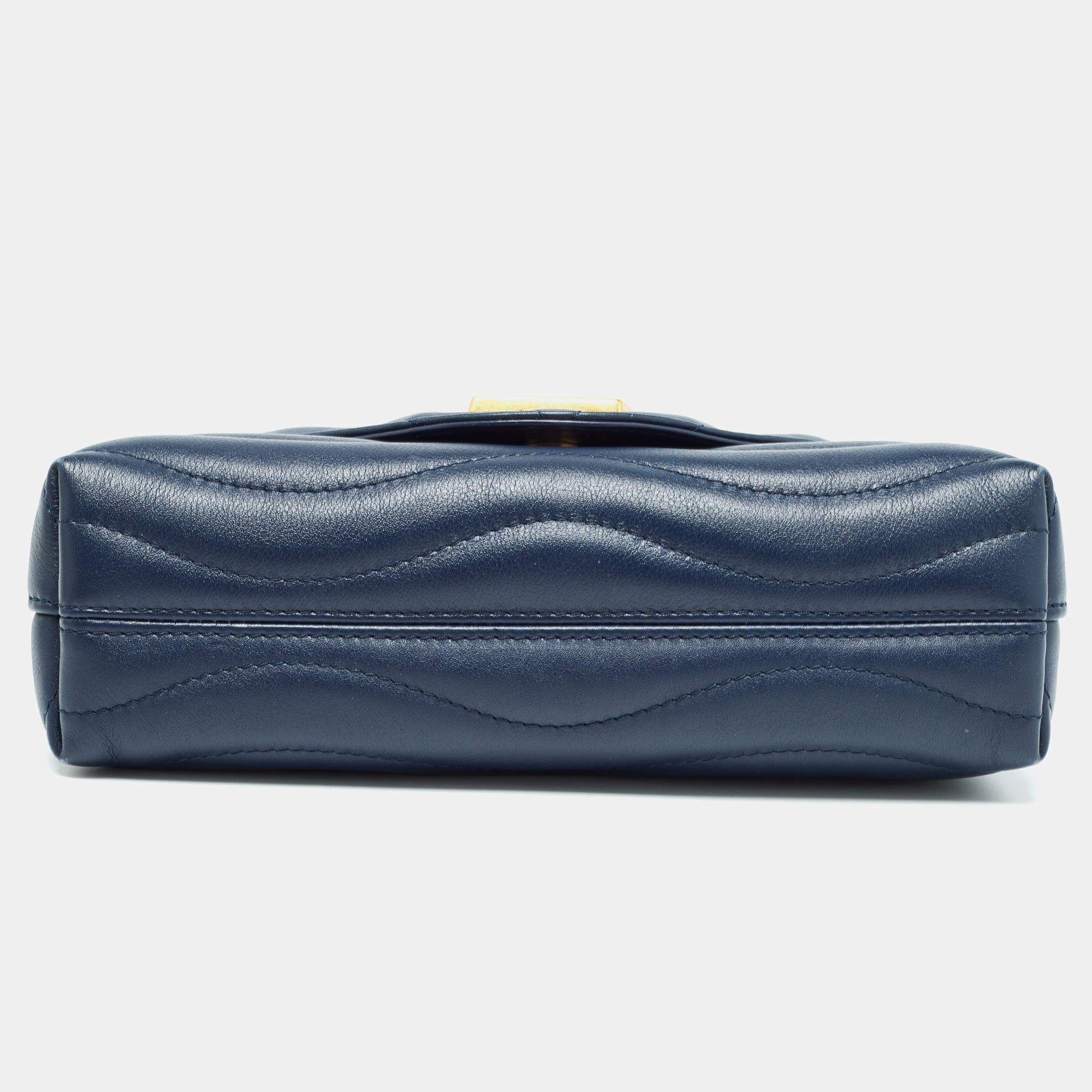 Louis Vuitton Navy Blue Leather New Wave Chain MM Bag 4