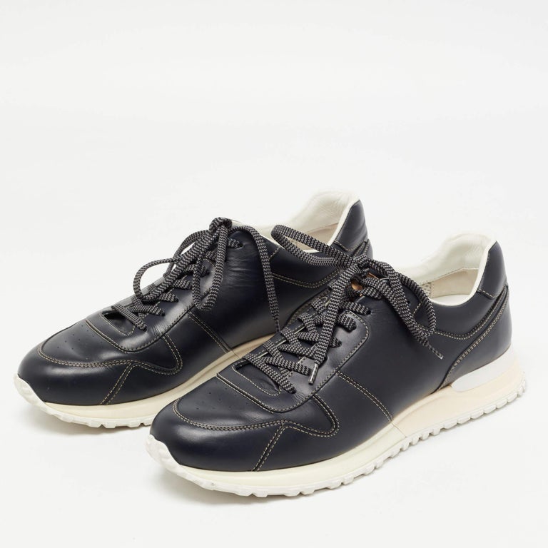 Louis Vuitton Navy Blue Leather Runaway Sneakers Size 39.5 For Sale at  1stDibs