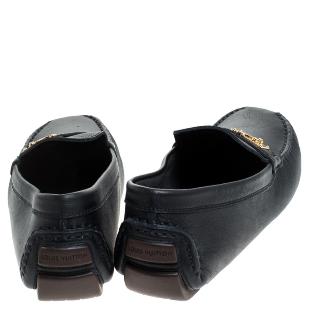 Women's Louis Vuitton Navy Blue Leather Suhali Lombok Driving Loafers Size 37