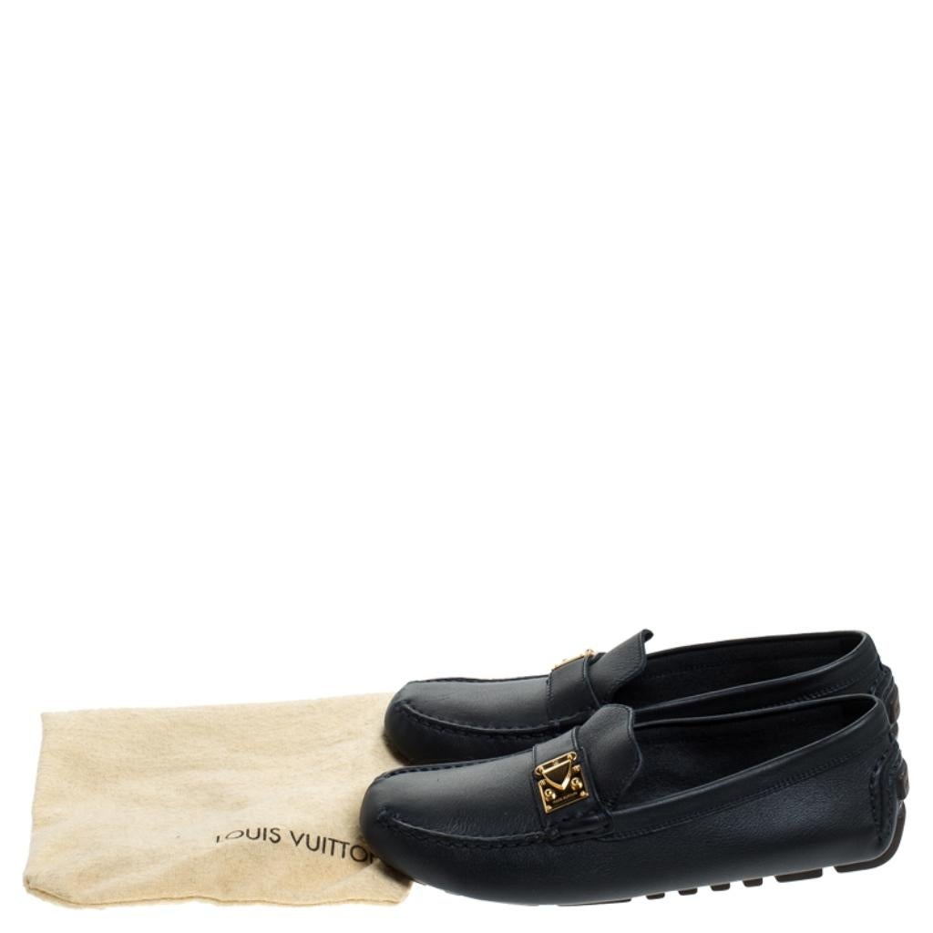 Louis Vuitton Navy Blue Leather Suhali Lombok Driving Loafers Size 37 3