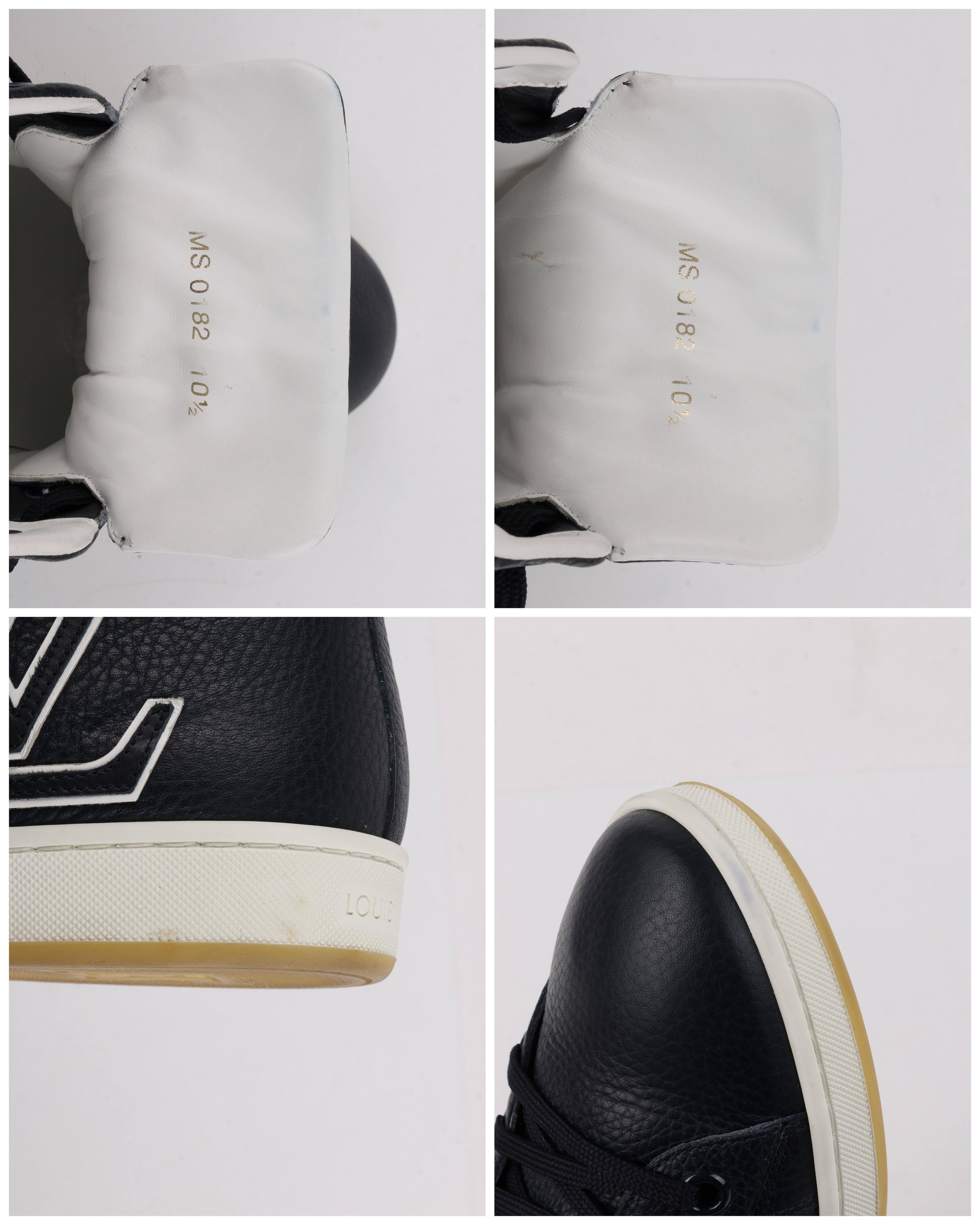 LOUIS VUITTON Navy Blue Leather Tattoo LV Logo Monogram High Top Sneakers 4