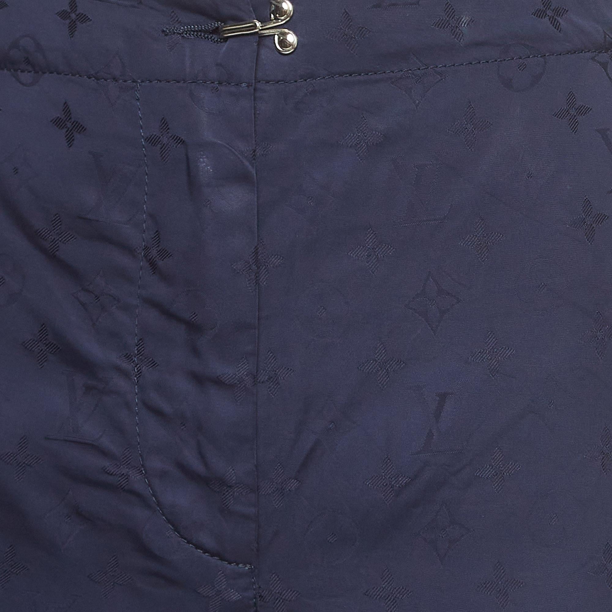 Women's Louis Vuitton Navy Blue LV Monogram Jacquard Zipper Detail Joggers M
