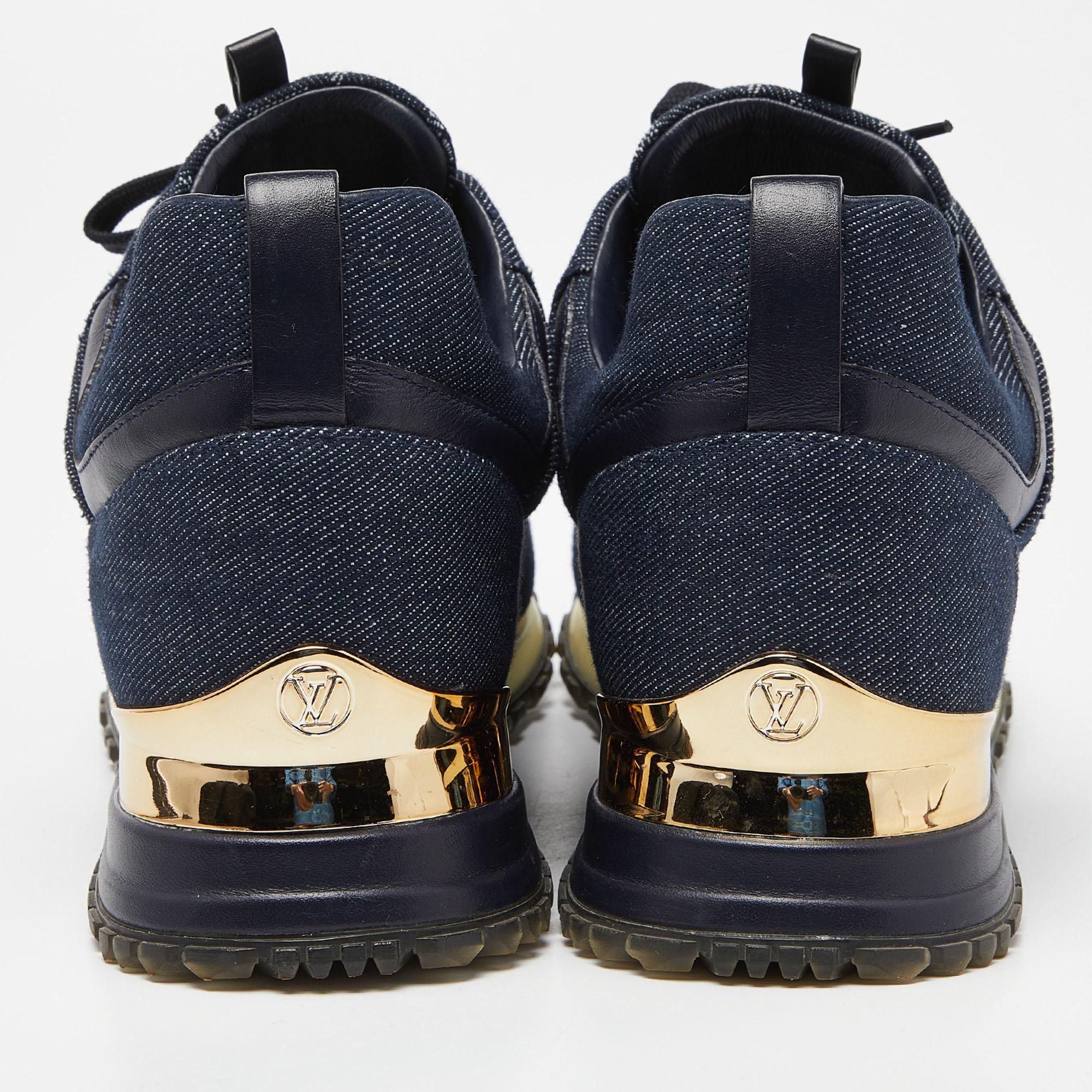 Louis Vuitton Navy Blue Monogram Denim and Leather Run Away Sneakers Size 39 1