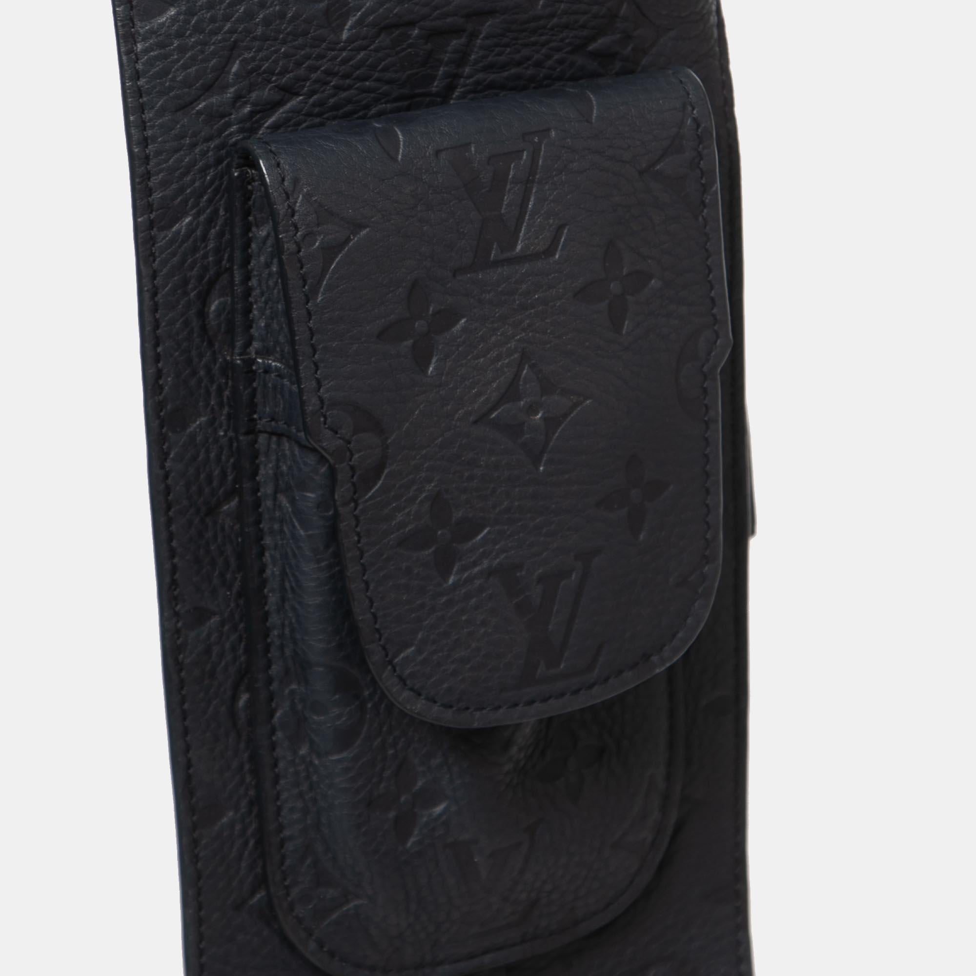 Louis Vuitton Navy Blue Monogram Embossed Leather Vest S In Good Condition In Dubai, Al Qouz 2