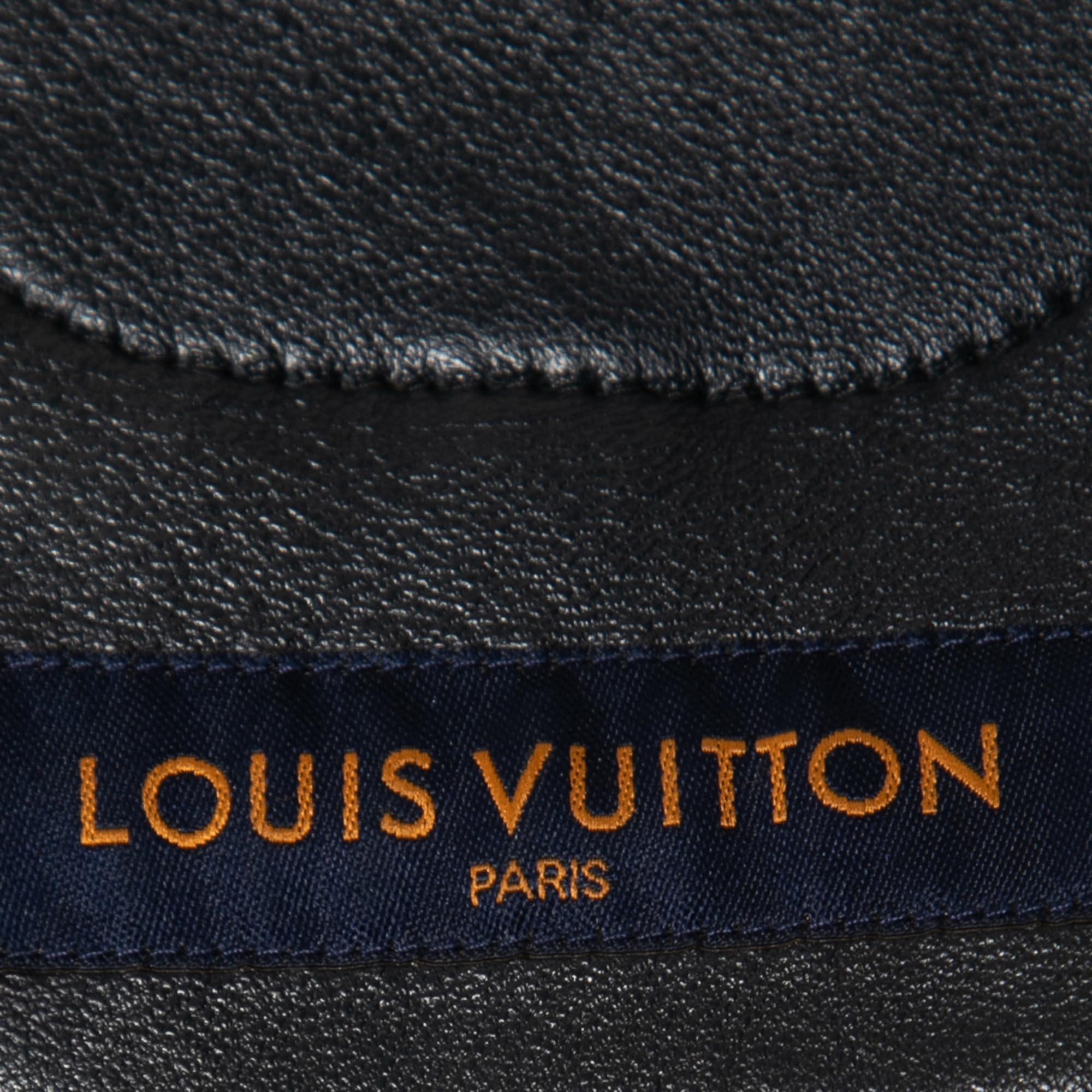 Louis Vuitton Navy Blue Monogram Embossed Leather Vest S 2