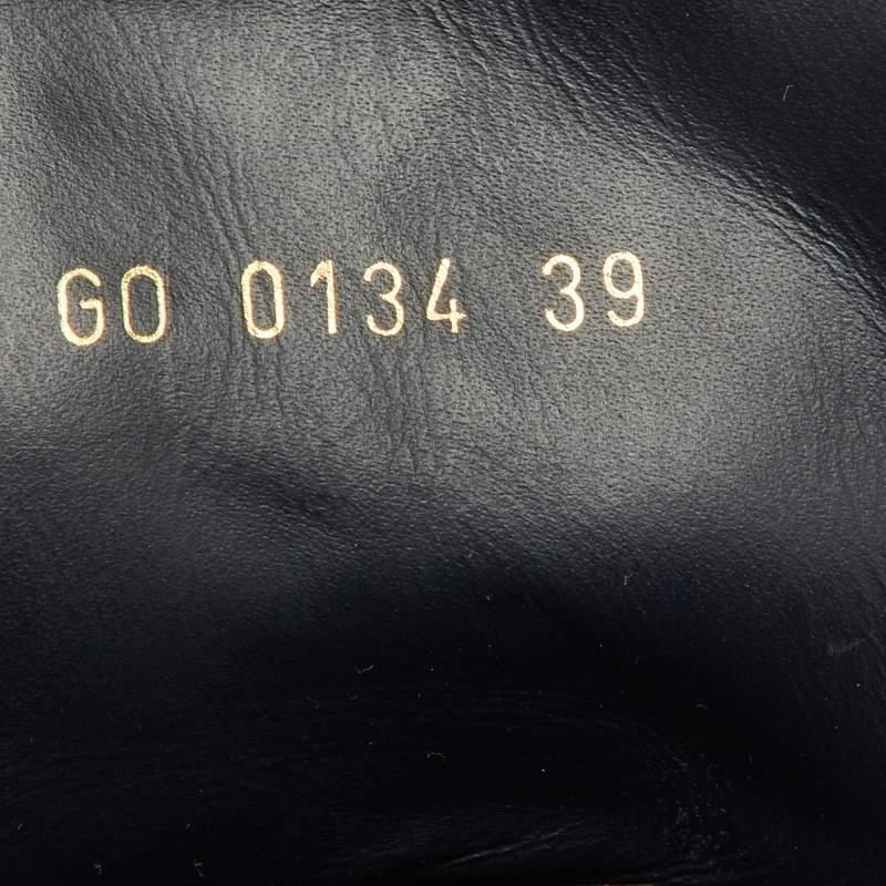 Louis Vuitton Navy Blue Monogram Embossed Suede and Leather Millenium Wedge  For Sale 2