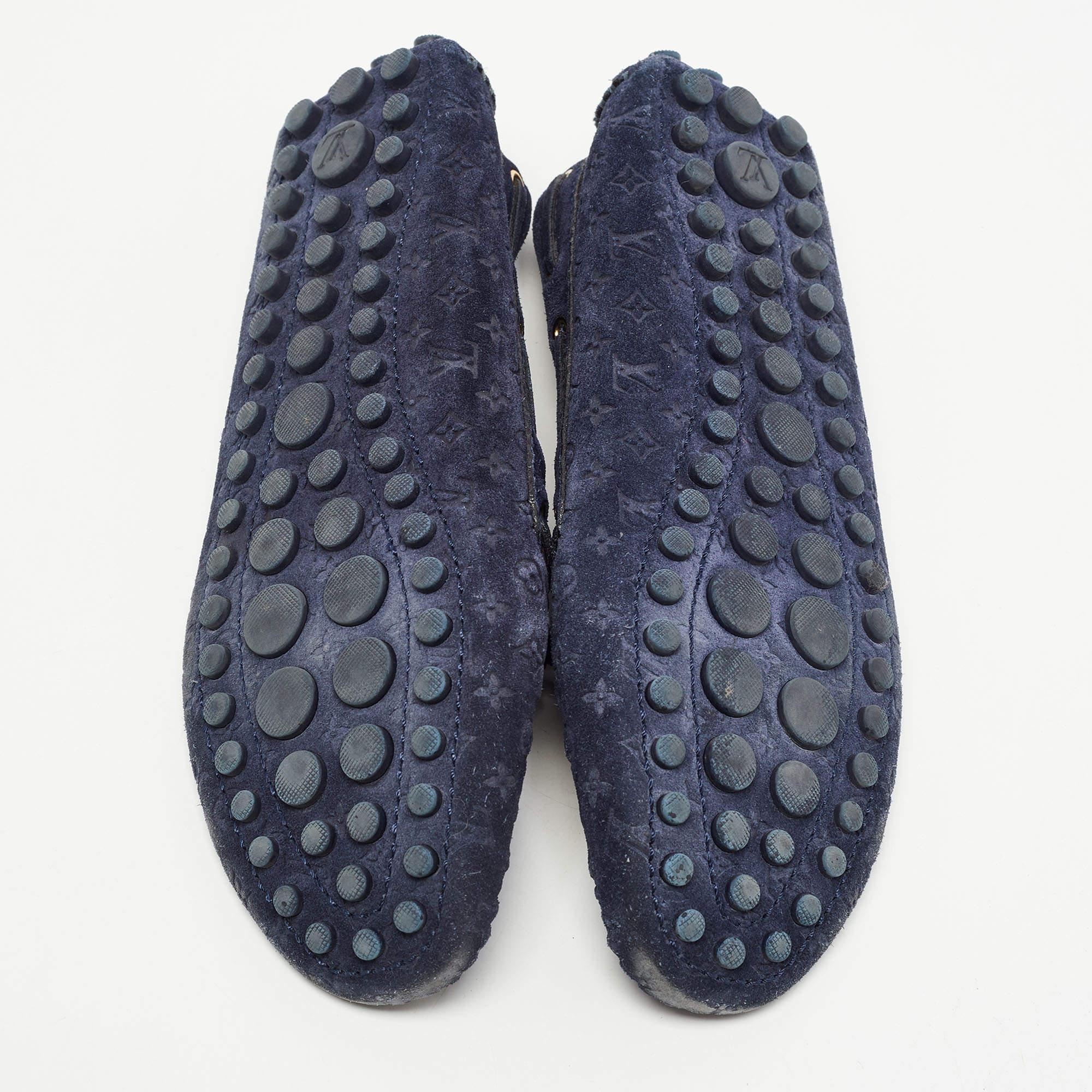 Gloria Loafers aus Wildleder mit Monogramm in Marineblau von Louis Vuitton, Größe 37,5 im Angebot 2