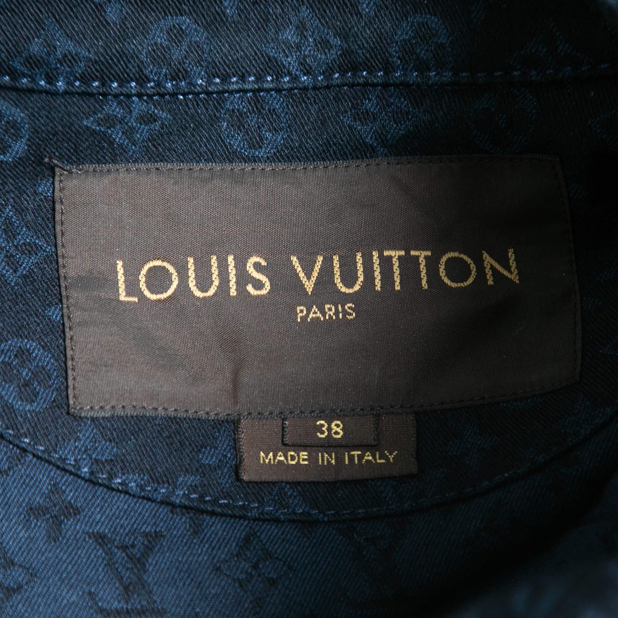 Women's Louis Vuitton Navy Blue Monogram Jacquard Denim Blazer M