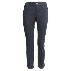 Louis Vuitton Navy Blue Monogram Jacquard Denim Tapered Leg Jeans M Waist 30"
