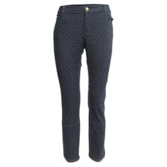 Marineblaue Jacquard-Jeans mit konisch zulaufendem Bein und Monogramm von Louis Vuitton, M-Taille, 30"