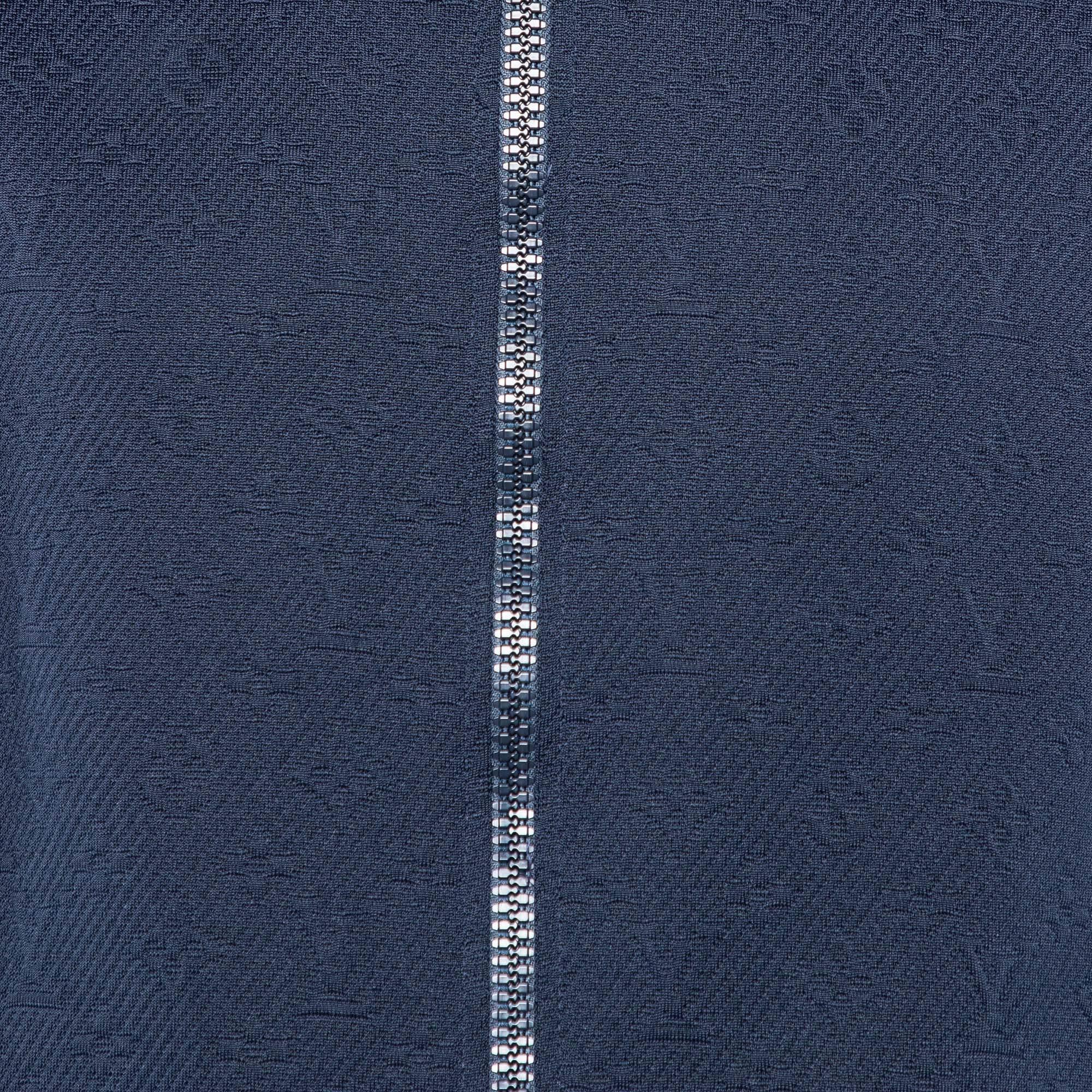 Black Louis Vuitton Navy Blue Monogram Jacquard Zip Front Jacket S