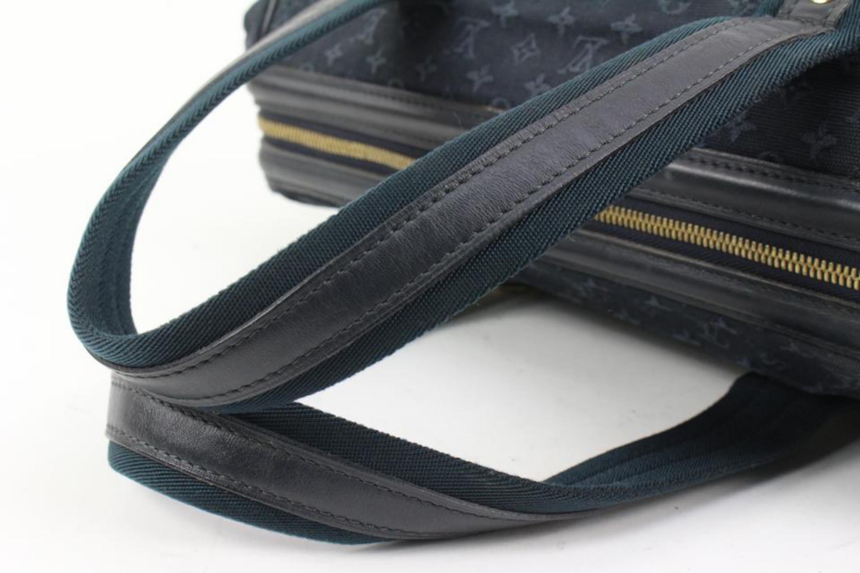 Black Louis Vuitton Navy Blue Monogram Mini Lin Josephine GM Boston Speedy s214lv82