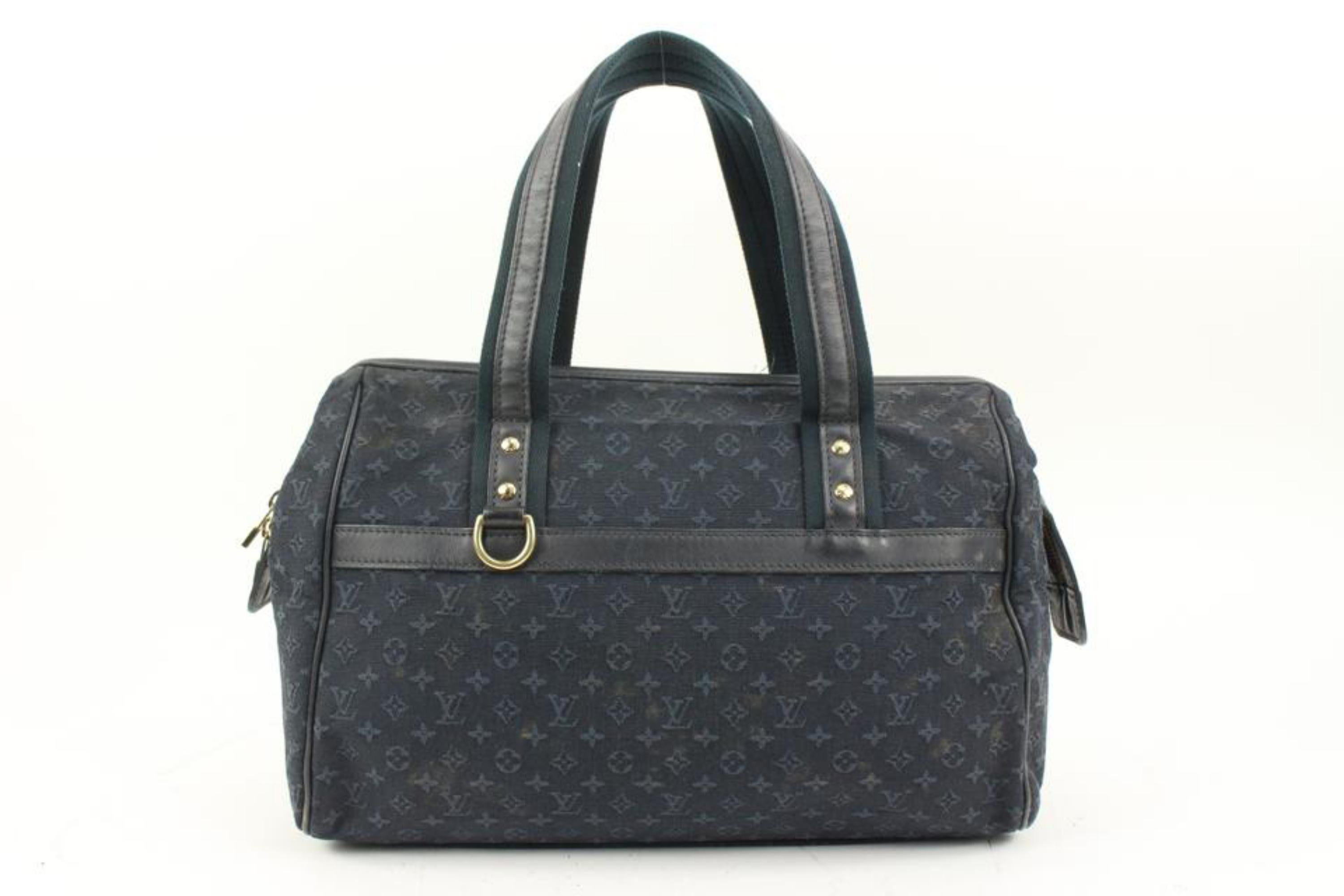 Women's Louis Vuitton Navy Blue Monogram Mini Lin Josephine GM Boston Speedy s214lv82
