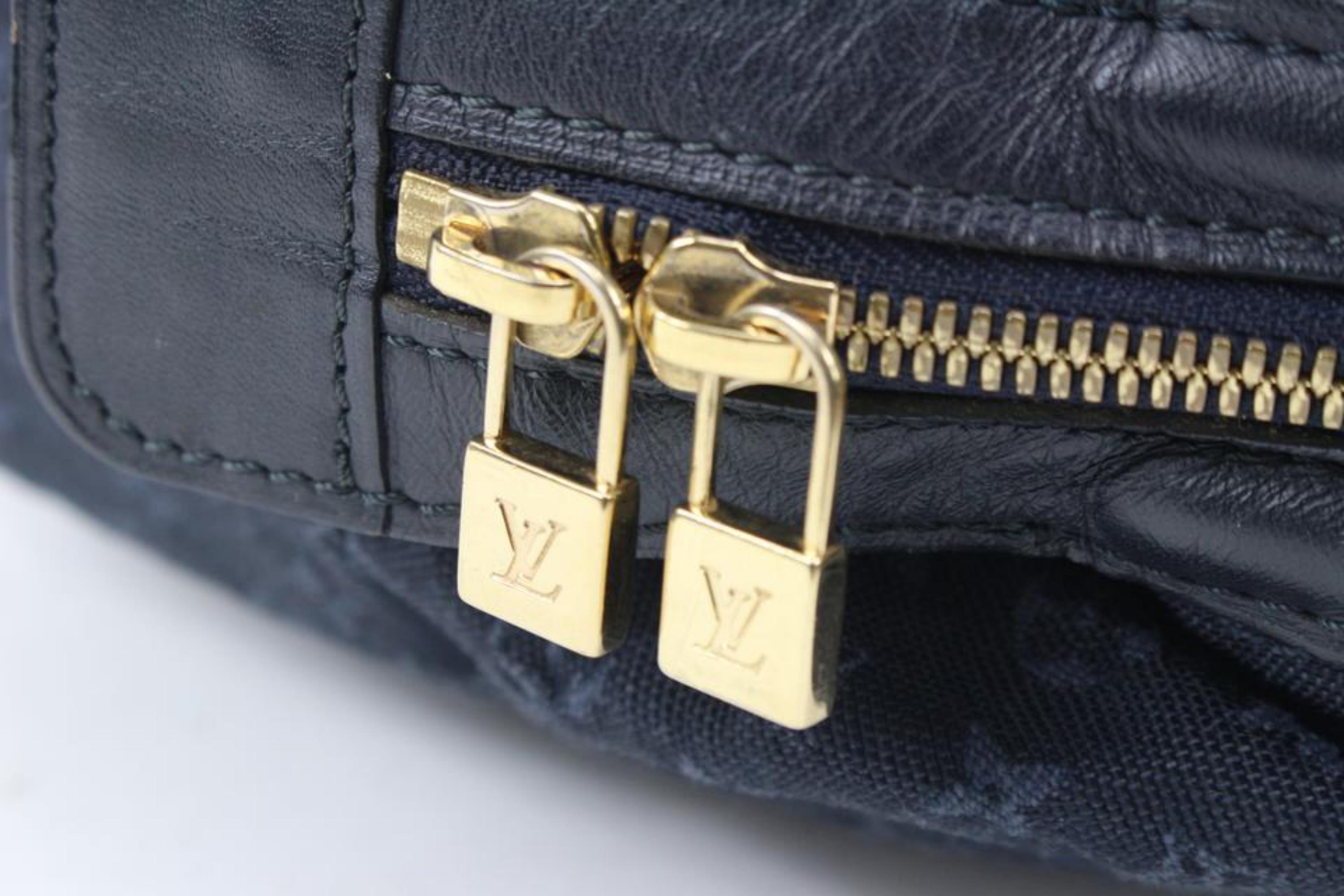 Louis Vuitton Navy Blue Monogram Mini Lin Josephine GM Boston Speedy s214lv82 For Sale 1