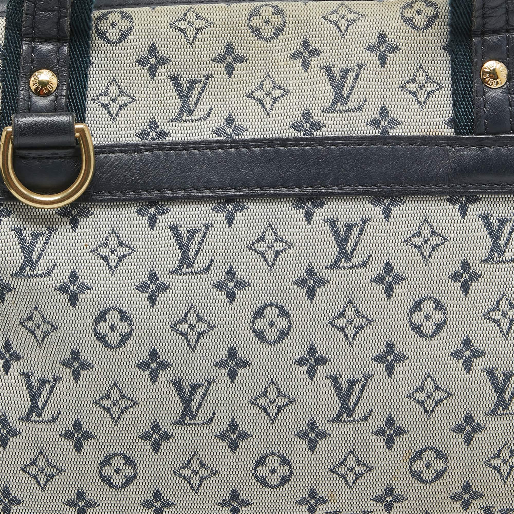 Louis Vuitton Marineblaue Mini Lin Josephine PM Tasche mit Monogramm im Angebot 6