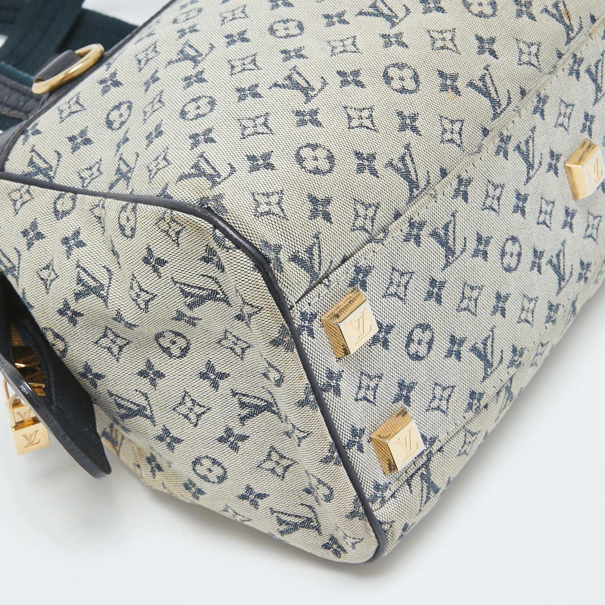Louis Vuitton Navy Blue Monogram Mini Lin Josephine PM Bag For Sale 9