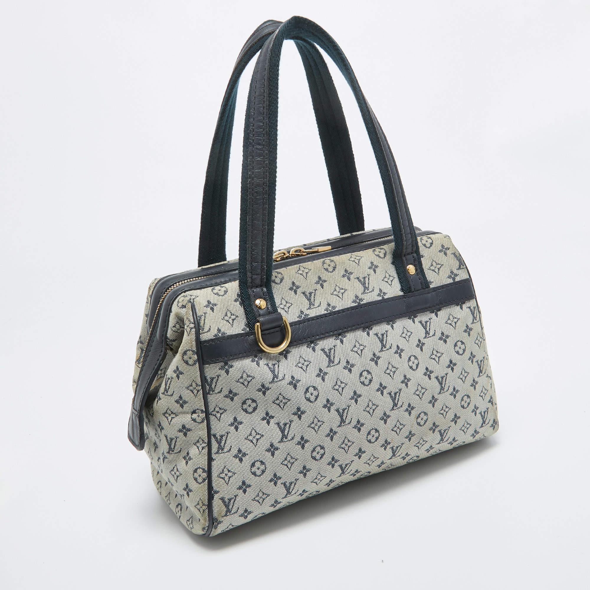 Louis Vuitton Navy Blue Monogram Mini Lin Josephine PM Bag In Good Condition For Sale In Dubai, Al Qouz 2