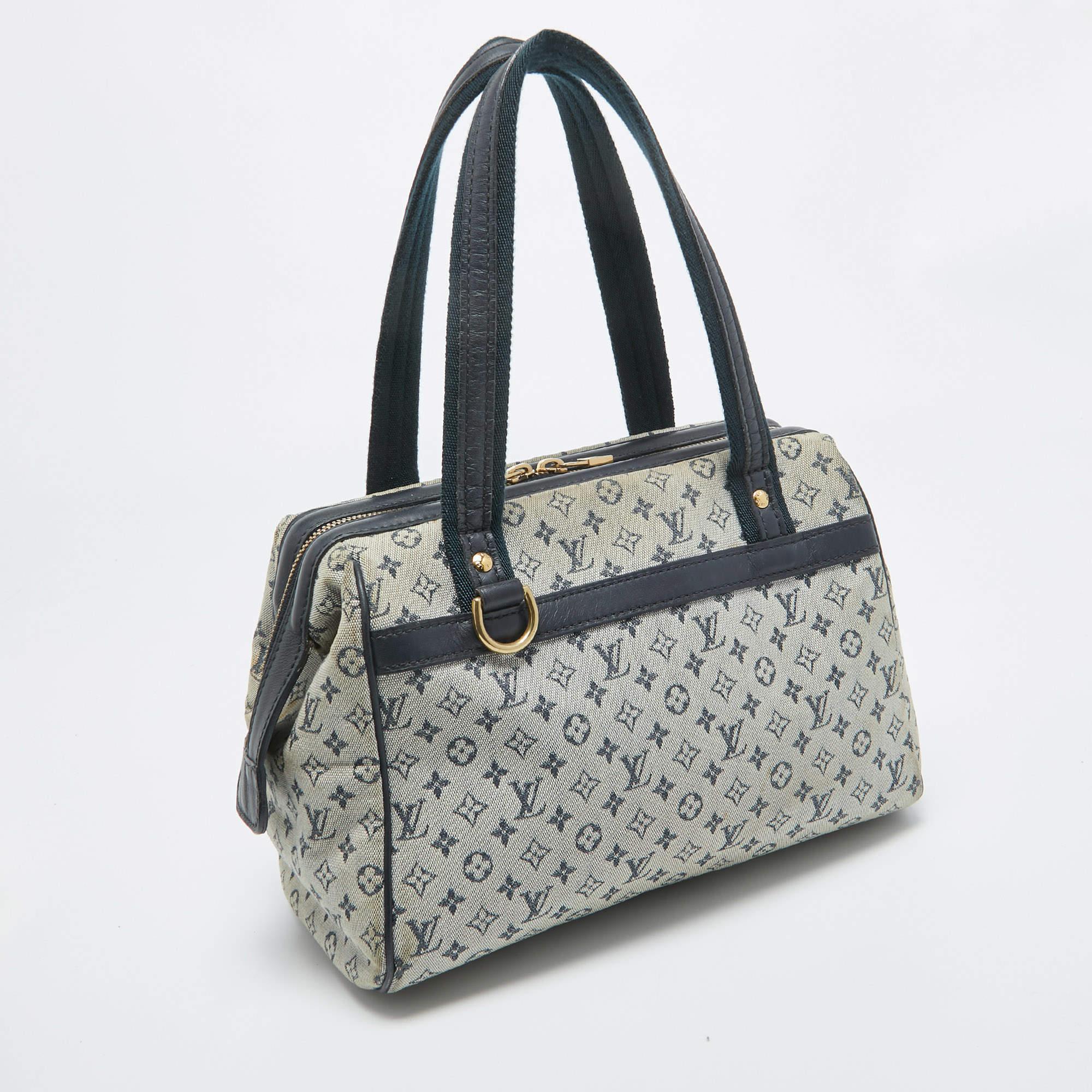 Gray Louis Vuitton Navy Blue Monogram Mini Lin Josephine PM Bag