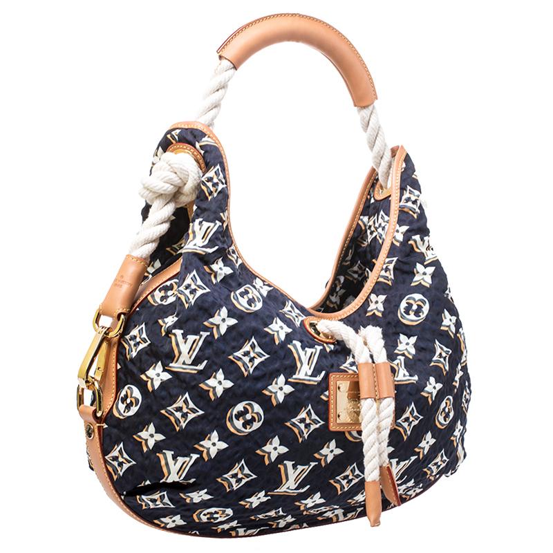 Black Louis Vuitton Navy Blue Monogram Nylon Limited Edition Bulles MM Bag