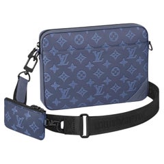 Louis Vuitton Navy Blue Monogram Shadow Leather Duo Messenger Bag