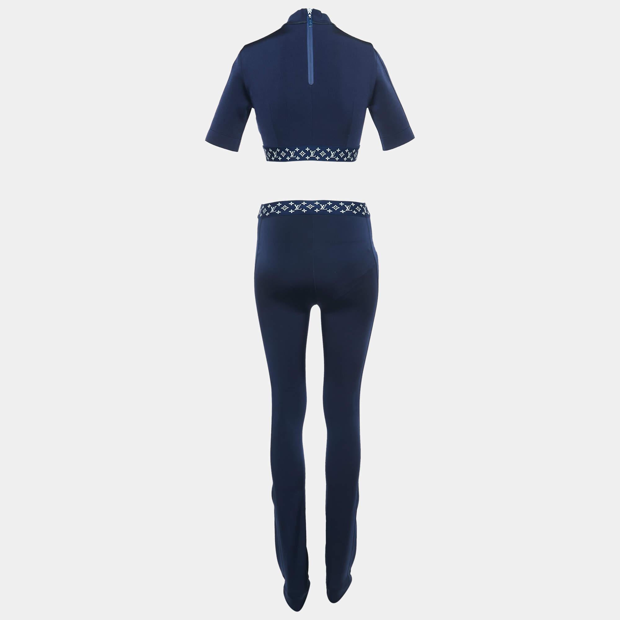 Careful tailoring, quality materials, and elegant cuts make this Louis Vuitton top & leggings set a great choice! It comes in classic hues with Monogram accents for that ultimate LV charm.

