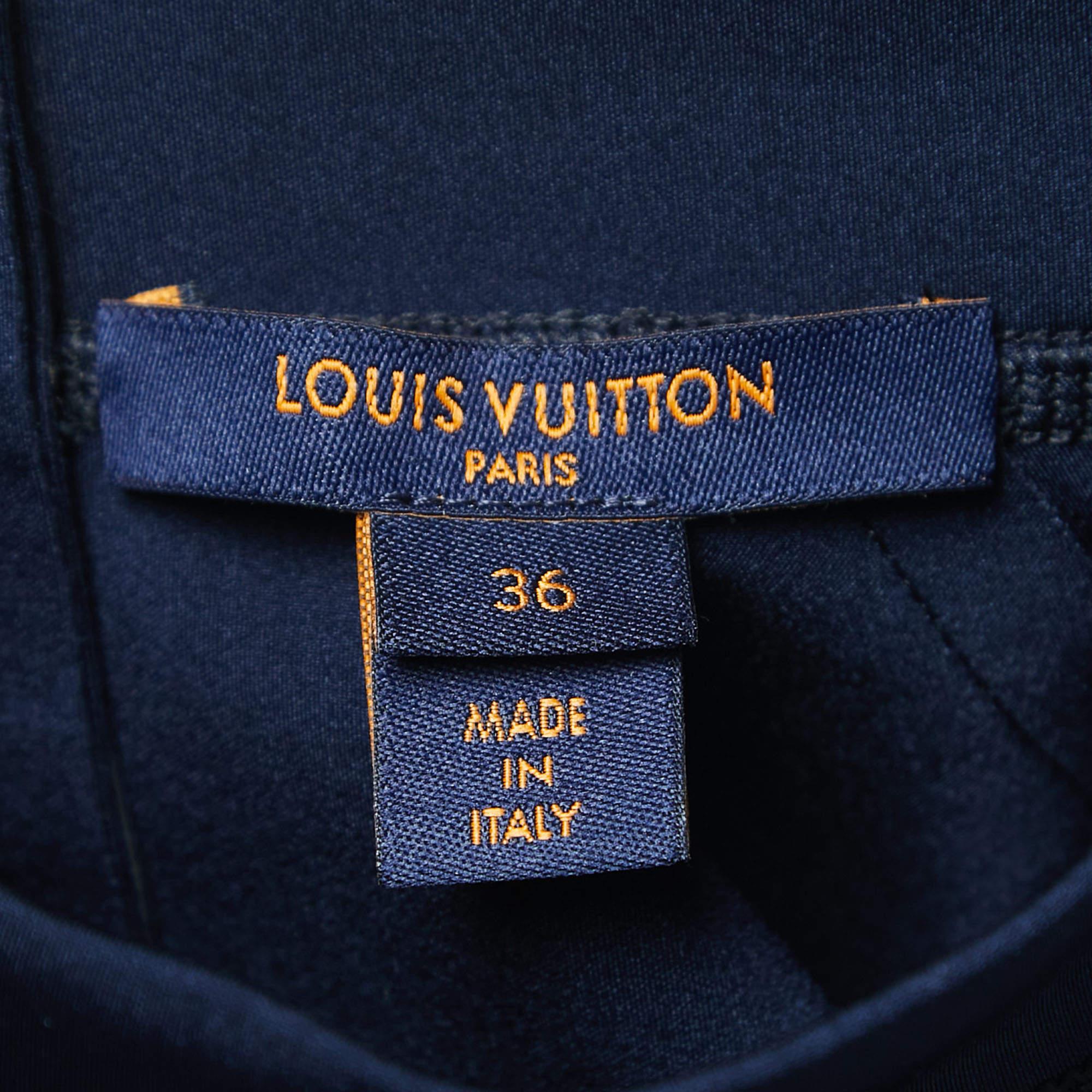 Louis Vuitton Navy Blue Monogram Stretch Knit Flight Mode Crop Top and Jeggings  In Good Condition In Dubai, Al Qouz 2