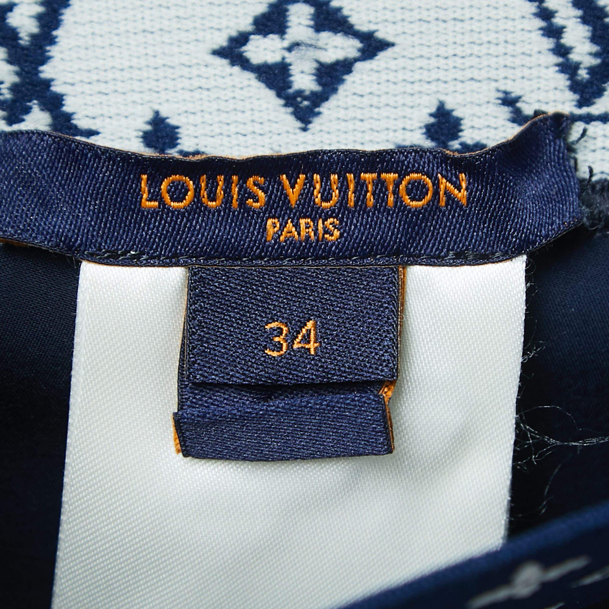 Louis Vuitton Navy Blue Monogram Stretch Knit Flight Mode Crop Top and Jeggings  2