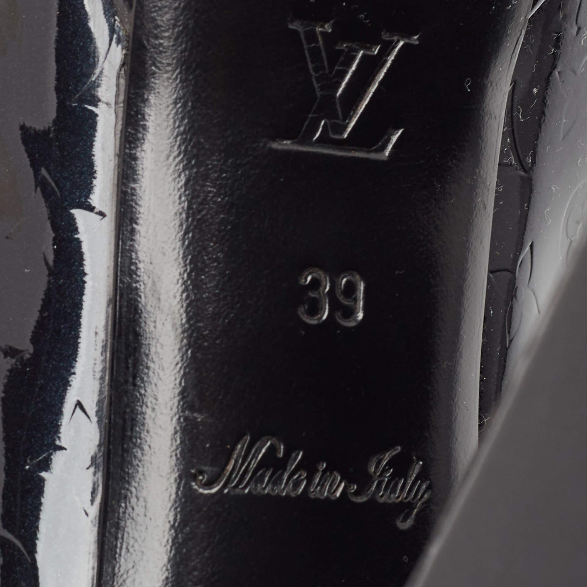 Louis Vuitton Navy Blue Monogram Vernis True Peep Toe Platform Pumps Size 39 3