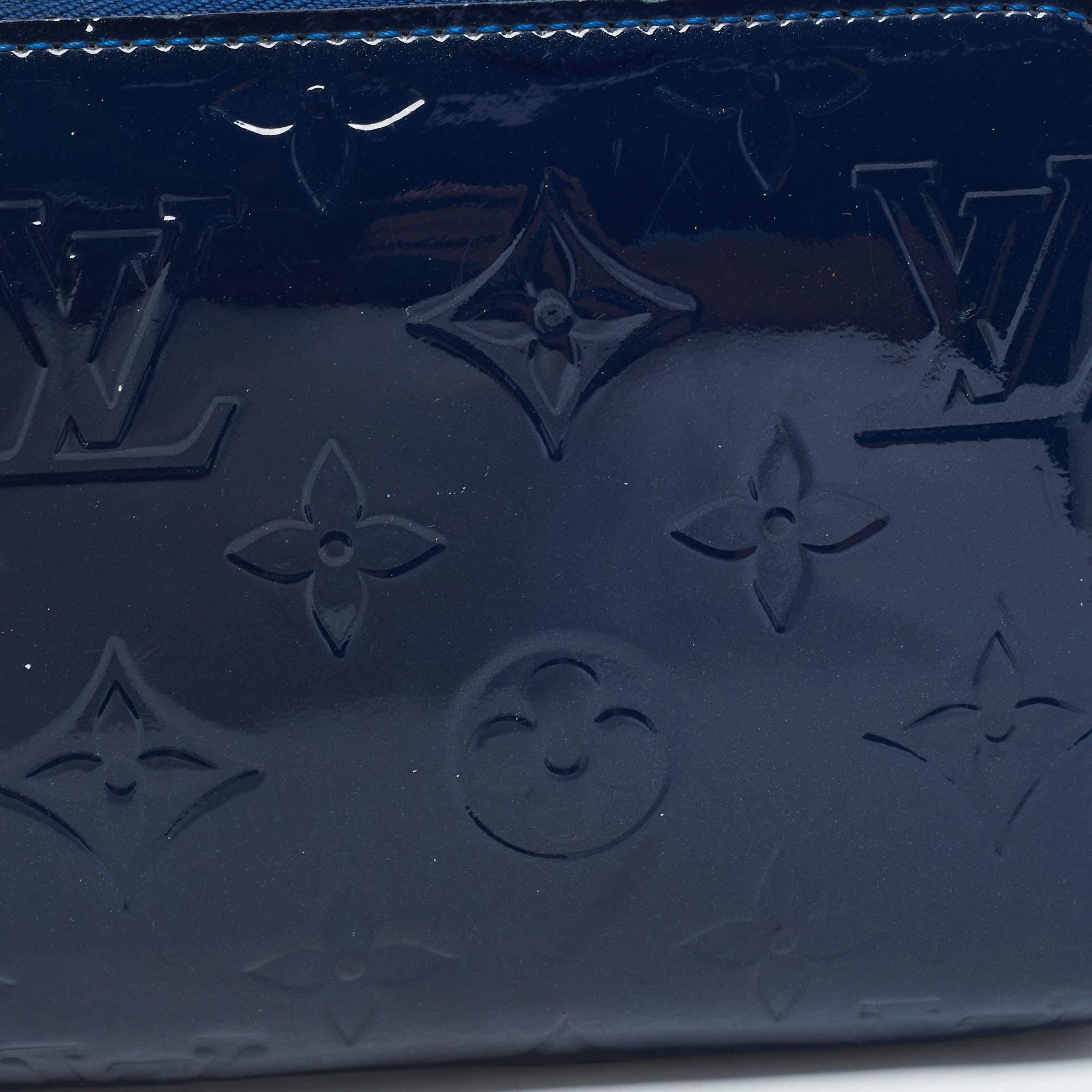Louis Vuitton Navy Blue Monogram Vernis Zippy Wallet 6