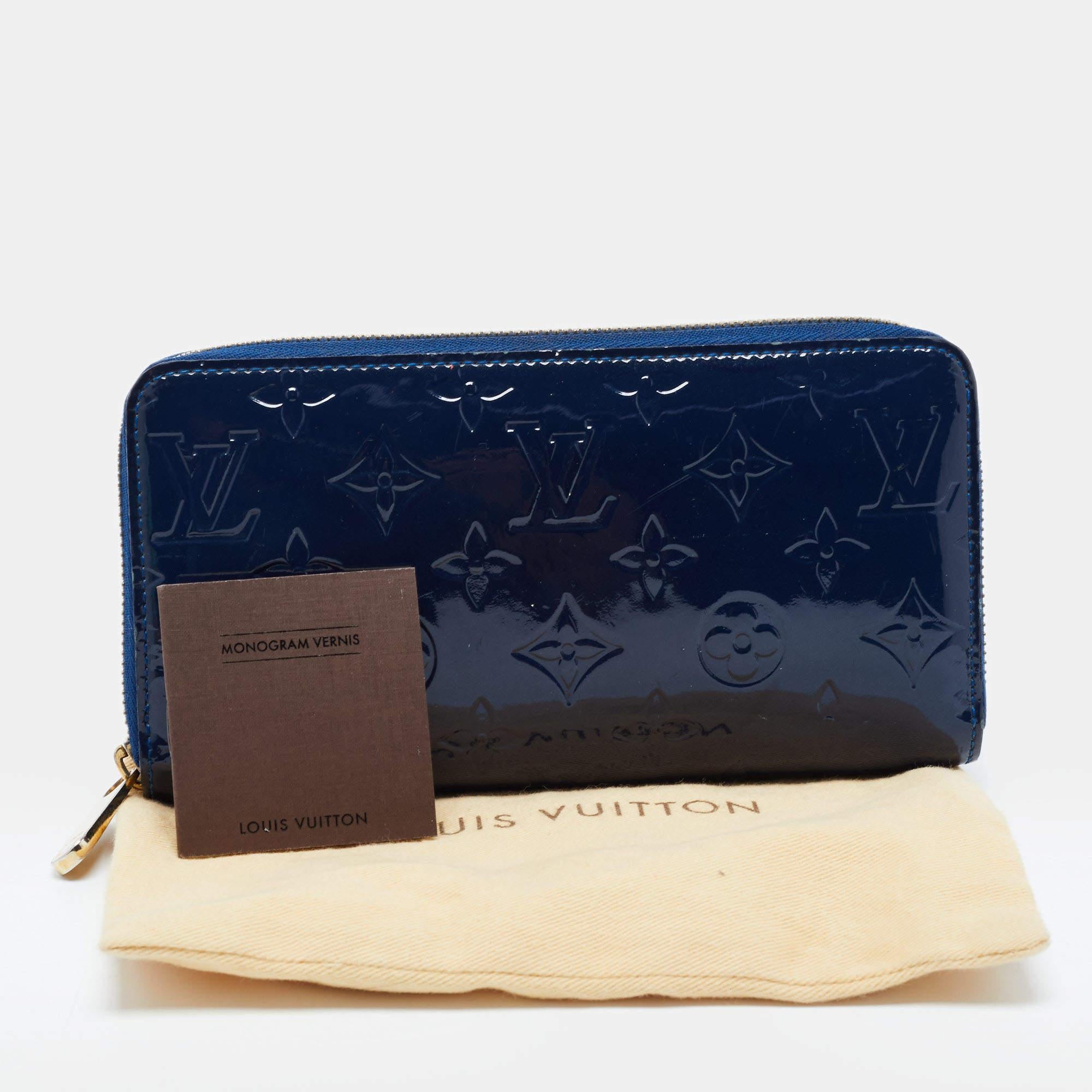 Louis Vuitton Navy Blue Monogram Vernis Zippy Wallet 10