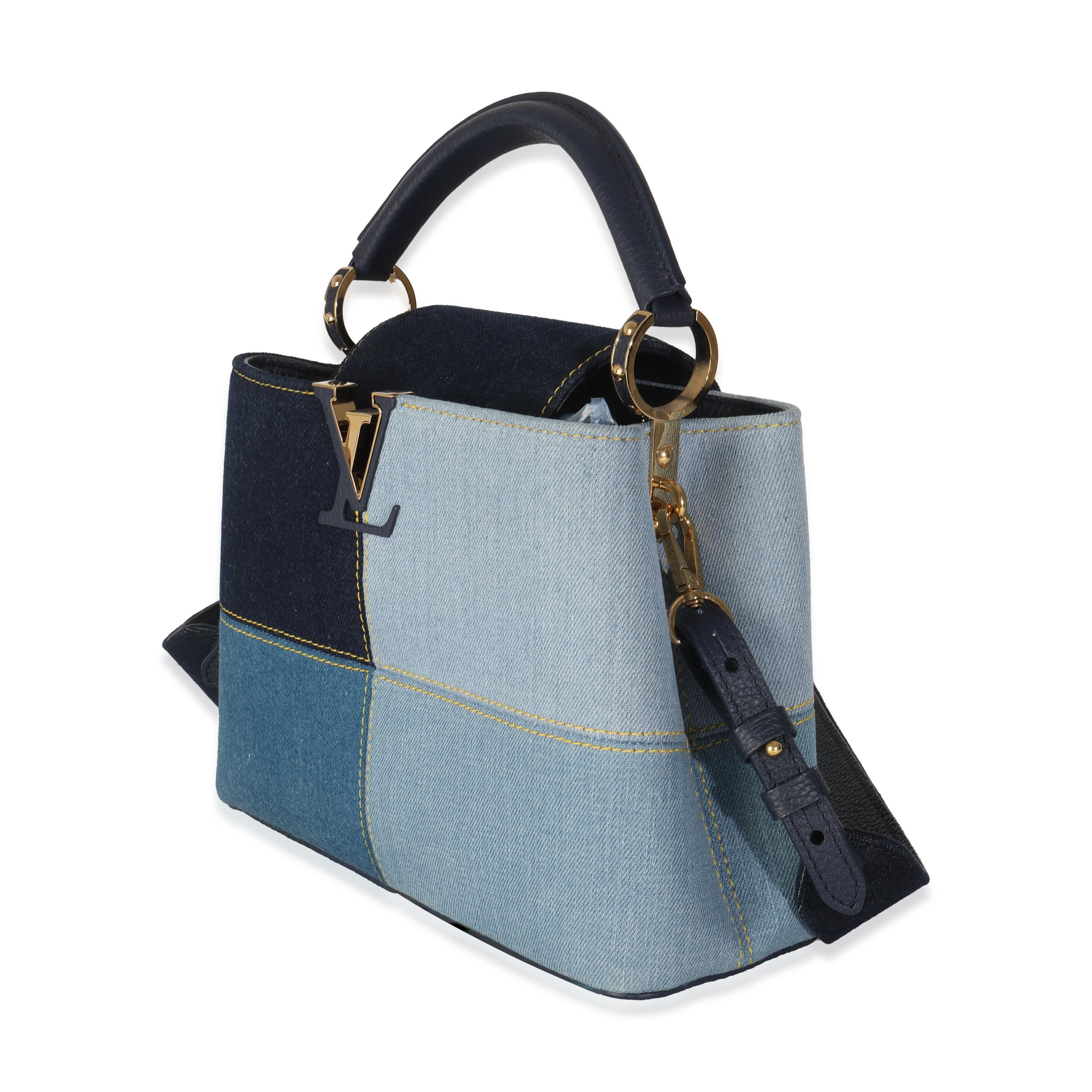 Black Louis Vuitton Navy Blue Patchwork Denim Capucines BB