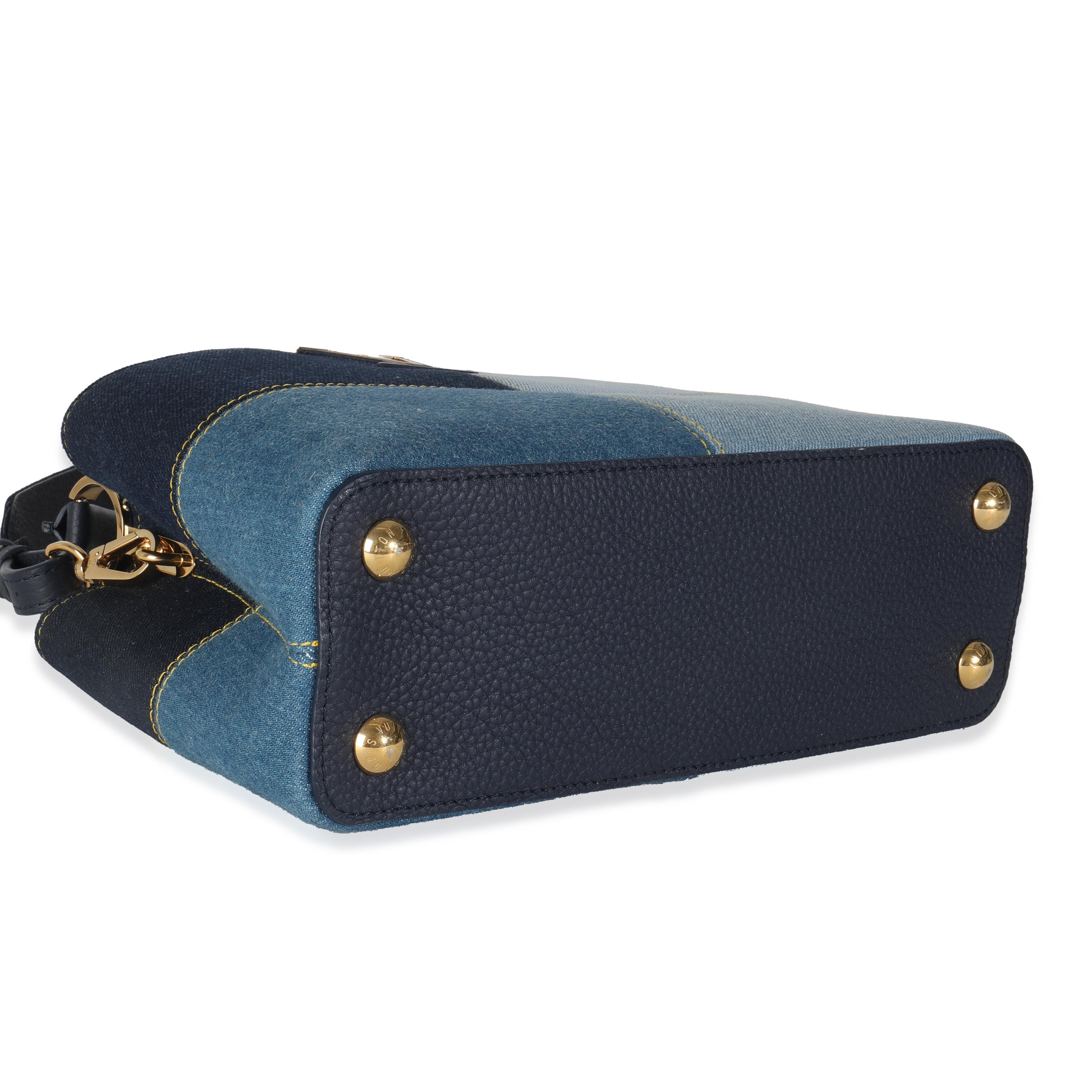Women's or Men's Louis Vuitton Navy Blue Patchwork Denim Capucines BB