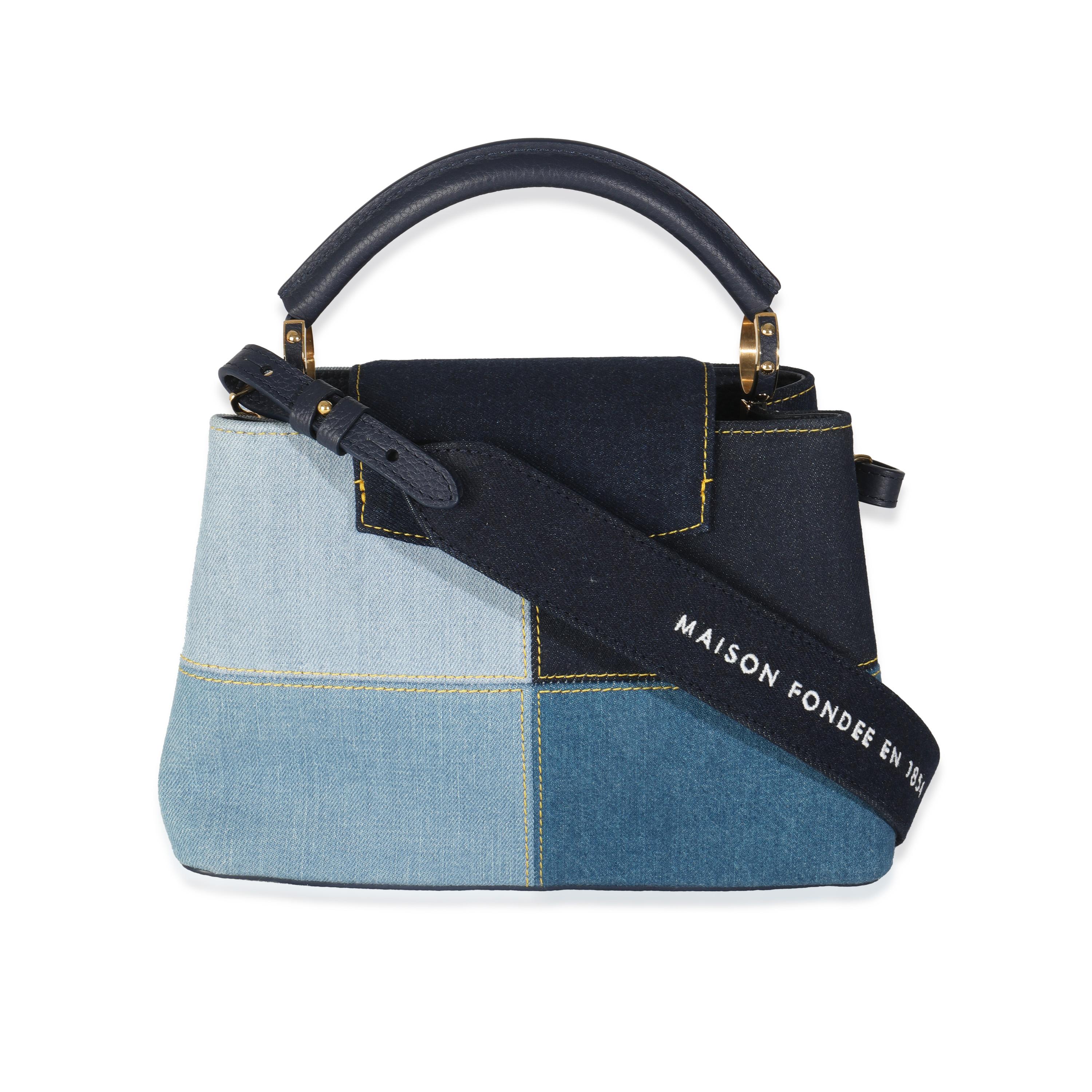 Louis Vuitton Navy Blue Patchwork Denim Capucines BB 2