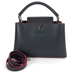 LOUIS VUITTON navy blue / pink Taurillon leather CAPUCINES MM Bag