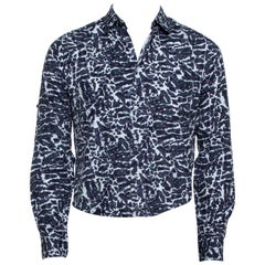 Louis Vuitton Navy Blue Printed Cotton Long Sleeve Shirt M