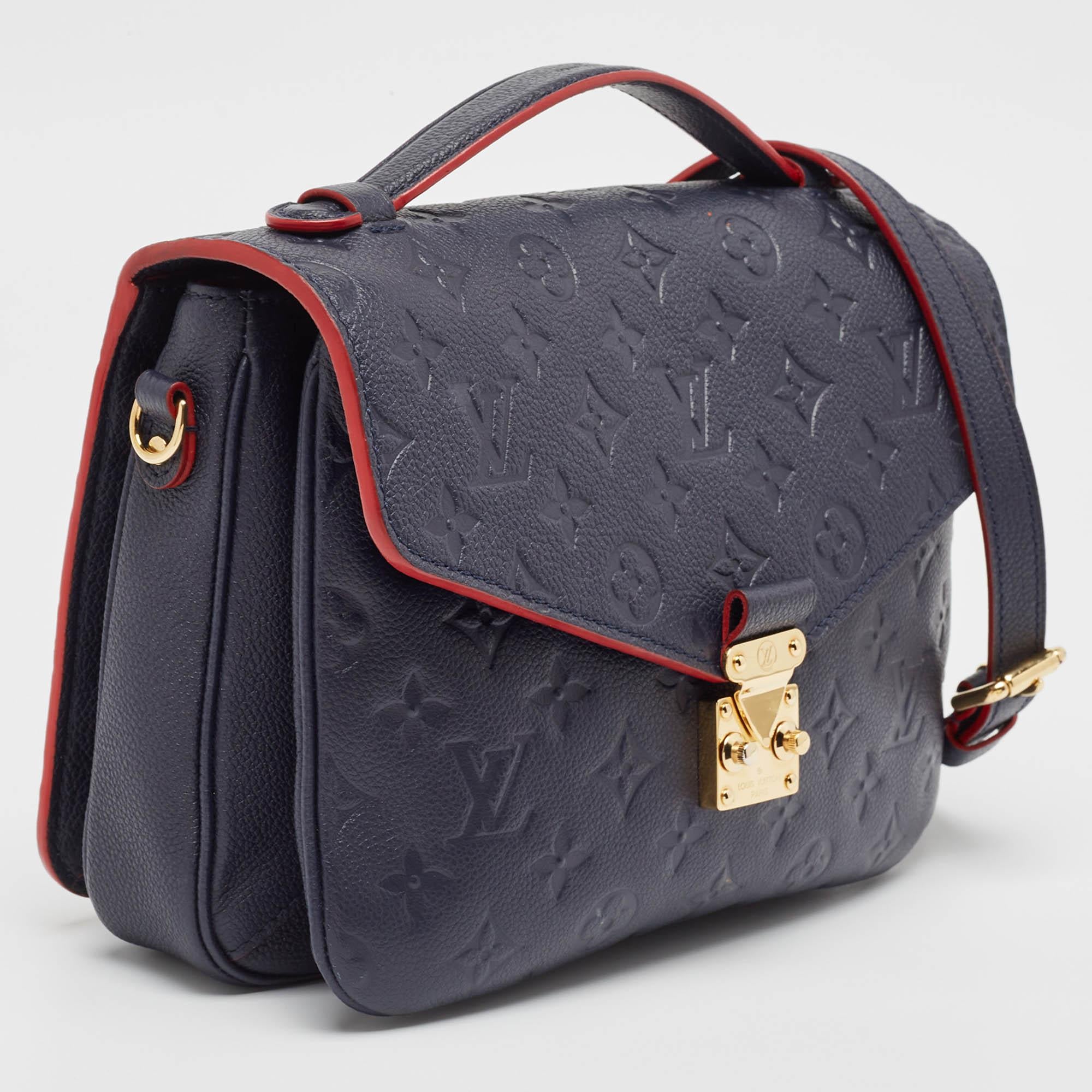 Black Louis Vuitton Navy Blue/Red Monogram Empreinte Leather Pochette Metis Bag