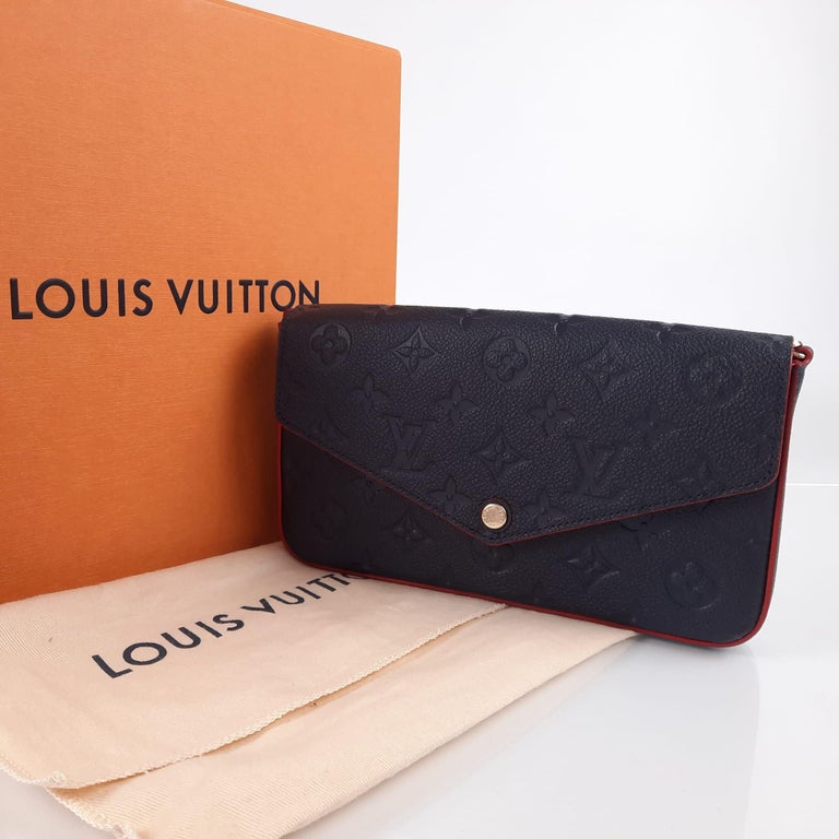 Louis Vuitton Marine Rouge Navy Blue Red Monogram Empreinte leather Pochette  Felice' Chain Wallet Clutch