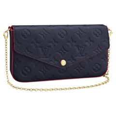 Used Louis Vuitton Navy Blue/Red Pochette Félicie