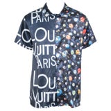 Louis Vuitton Navy Blue Split Hawaiian Galaxy Print Silk Shirt XL at 1stDibs