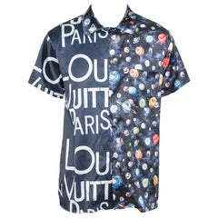 Louis Vuitton Navy Blue Split Hawaiian Galaxy Print Silk Shirt XL