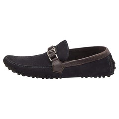 Louis Vuitton Navy Blue Suede Hockenheim Loafers Size 43.5
