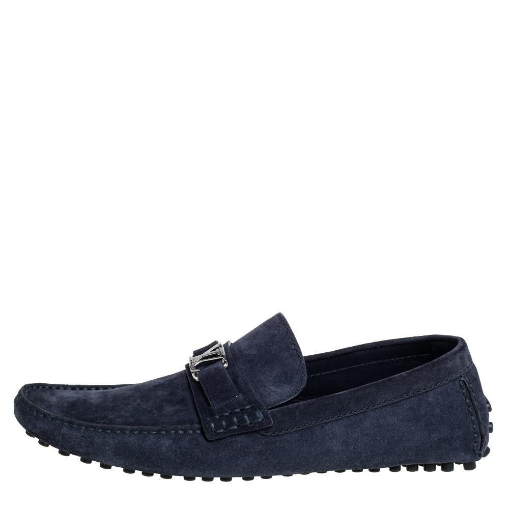 Loafers like these ones from Louis Vuitton are worth every penny because they epitomize both comfort and style. Crafted from suede, the Hockenheim loafers carry neat stitch detailing and the signature LV on the uppers. Complete with leather insoles,