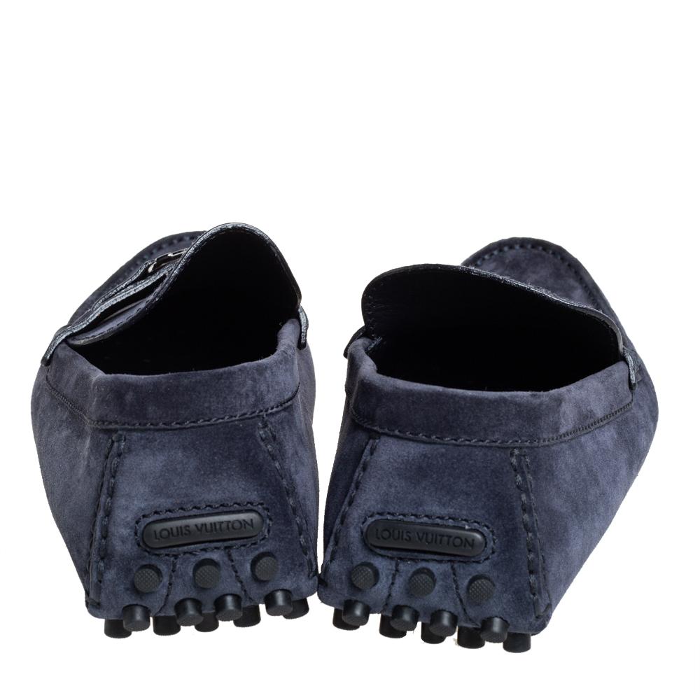 Louis Vuitton Navy Blue Suede Hockenheim Slip On Loafers Size 43.5 1